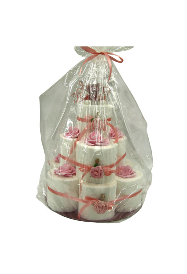 WC-Papier-Torte „Rosa Edition“ – mit Deko & Epoxidharz-Teddybär