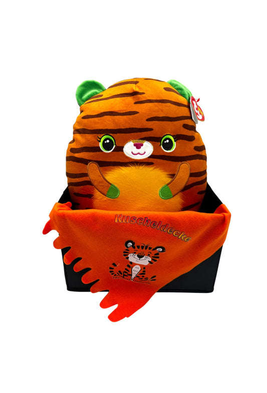 Geschenkset „Kuscheldecke & Squishmallow im Korb“