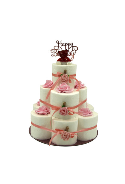 WC-Papier-Torte „Rosa Edition“ – mit Deko & Epoxidharz-Teddybär