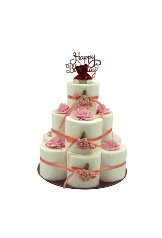 WC-Papier-Torte „Rosa Edition“ – mit Deko & Epoxidharz-Teddybär