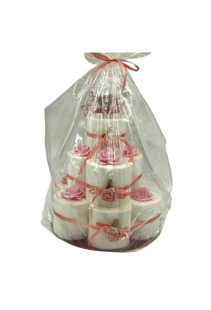 WC-Papier-Torte „Rosa Edition“ – mit Deko & Epoxidharz-Teddybär