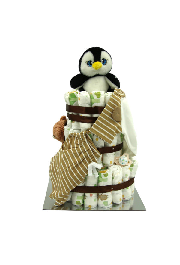 Windeltorte „Pinguin“ – Geschenkset für Babys