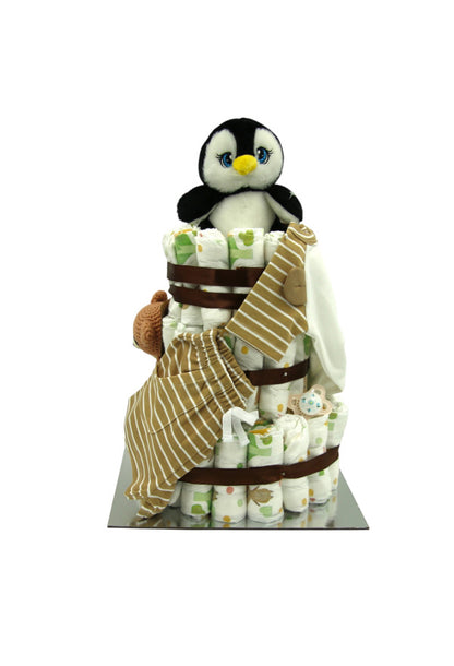 Windeltorte „Pinguin“ – Geschenkset für Babys