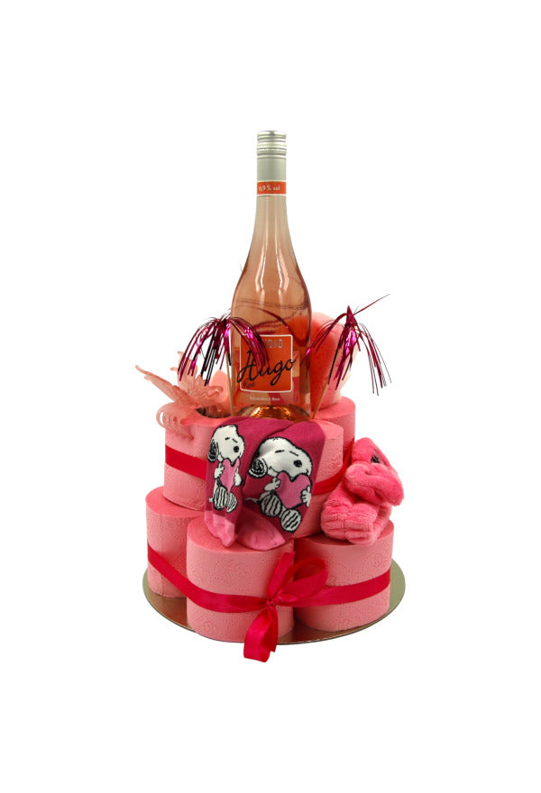 WC-Papier-Torte "Pink Party" mit Hugo & Beauty-Essentials