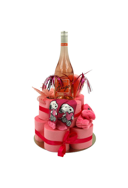WC-Papier-Torte "Pink Party" mit Hugo & Beauty-Essentials