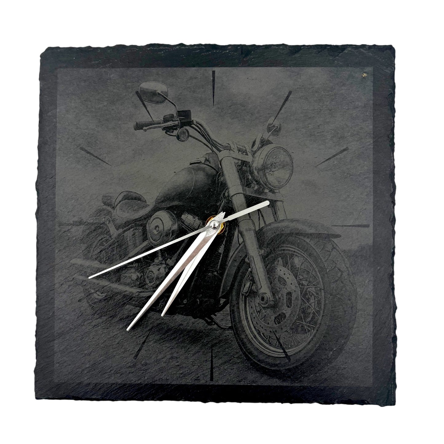 Schiefer Wanduhr mit Lasergravur – 25 x 25 cm
