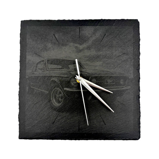 Schiefer Wanduhr mit Lasergravur – 25 x 25 cm